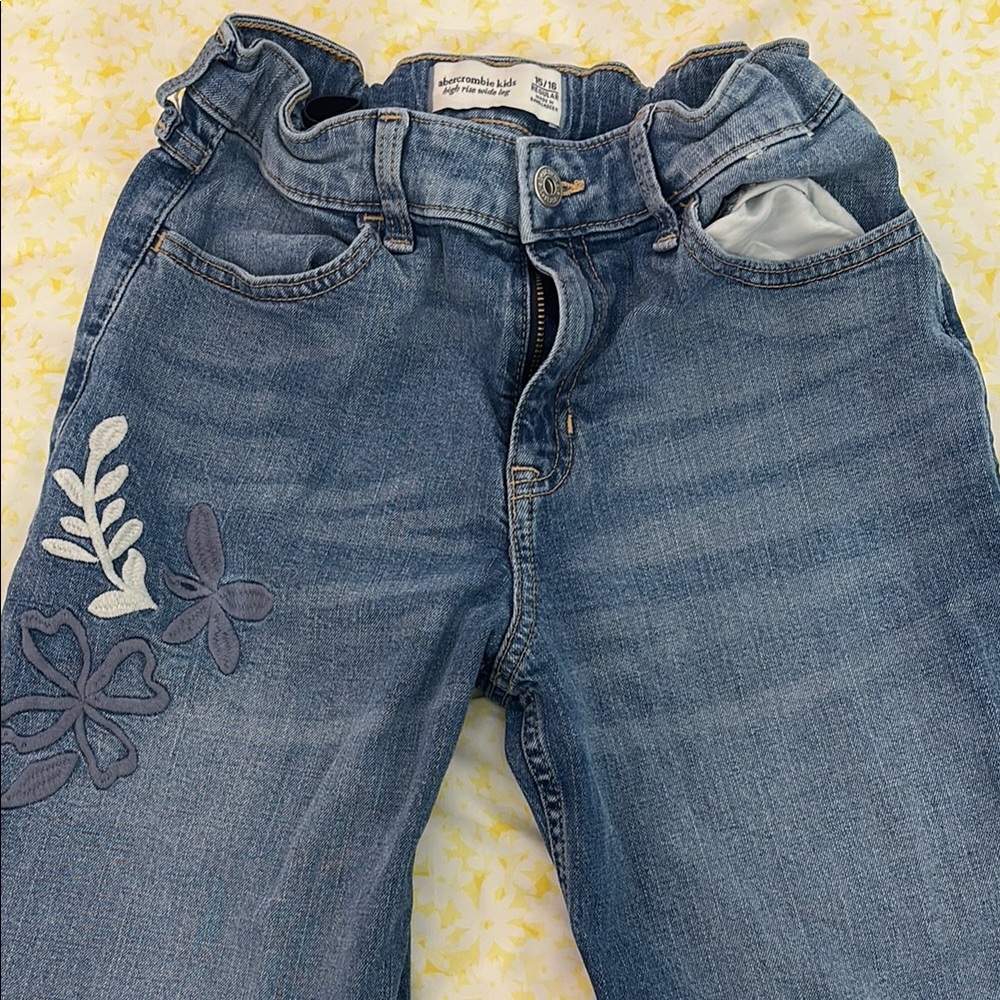 Abercrombie Kids Blue High Rise Wide Leg Jeans